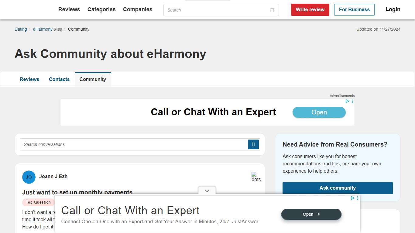 Discussions about EHARMONY PissedConsumer Community